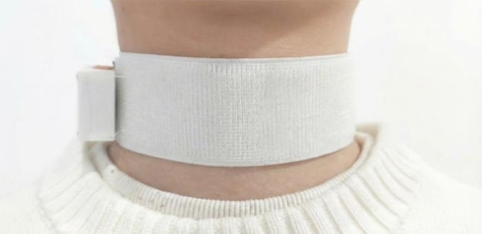 A soft, wearable choker captures subtle throat vibrations