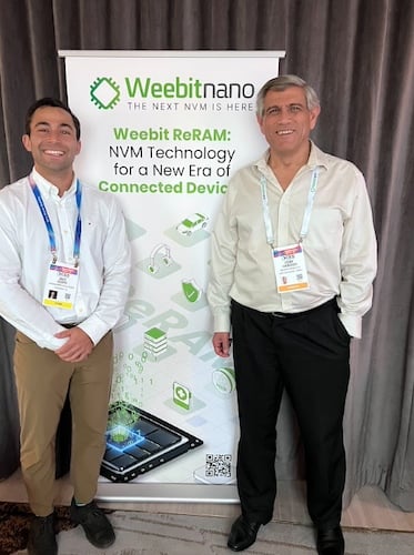 All About Circuits contributor Jake Hertz with Weebit Nano CEO Coby Hanoch