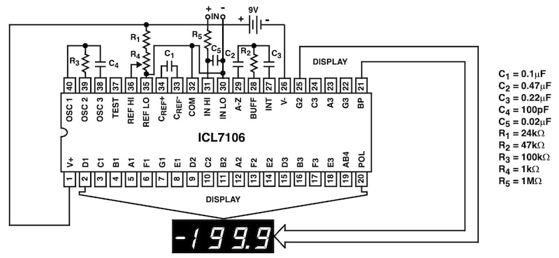 An ICL7106 test circuit