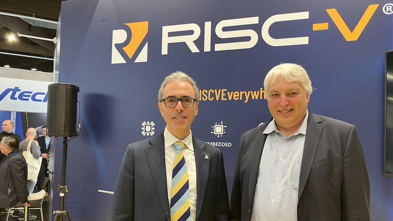 Andrea Gallo (left) and Jeff Child (right) at Embedded World 2025