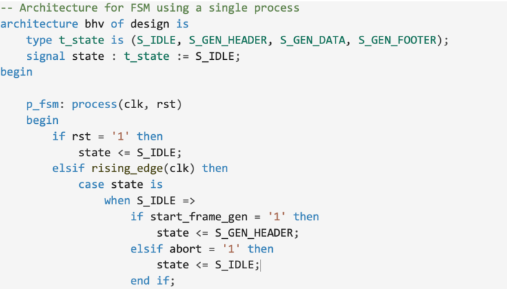 The rising_edge feature in VHDL code only works properly in specific
hardware contexts.