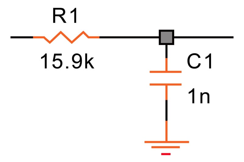 Single-pole RC low-pass filter.