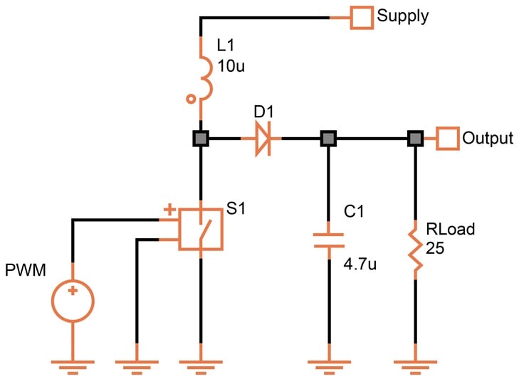 By using inductive charge, the output voltage can be made higher than the supply voltage.