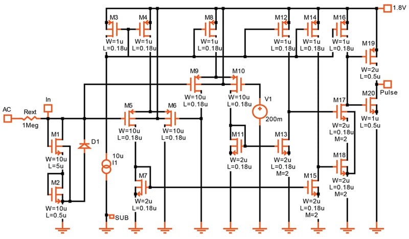CMOS version of a zero-crossing detector.