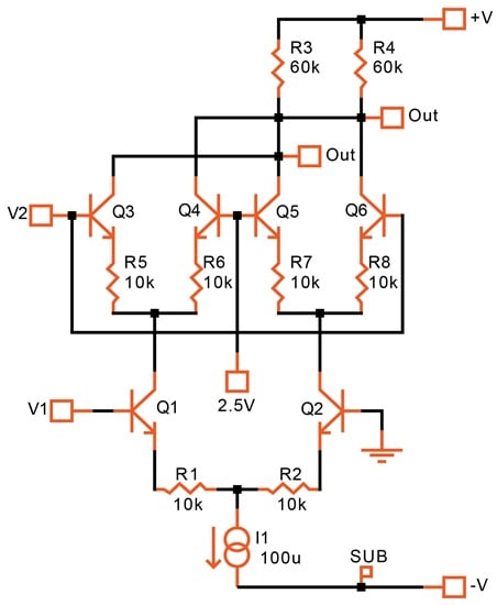 Simple four-quadrant multiplier.