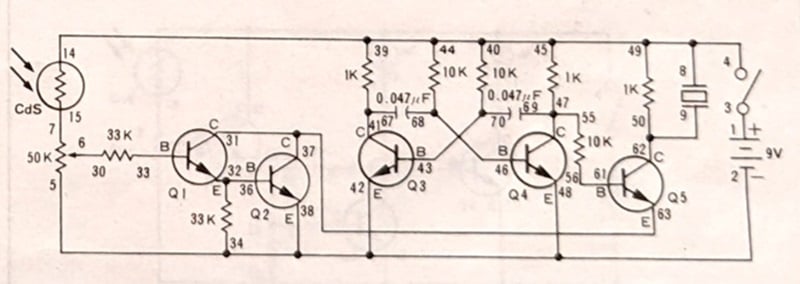 Brightness Alarm schematic from the original manual.