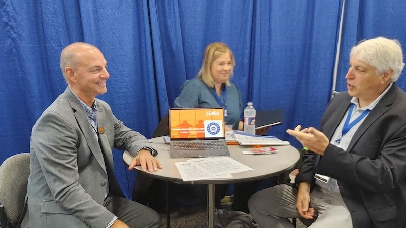 From left to right, LDRA's Jim McElroy, Kelly Wanlass, HCI Marketing and Communications, and Jeff Child