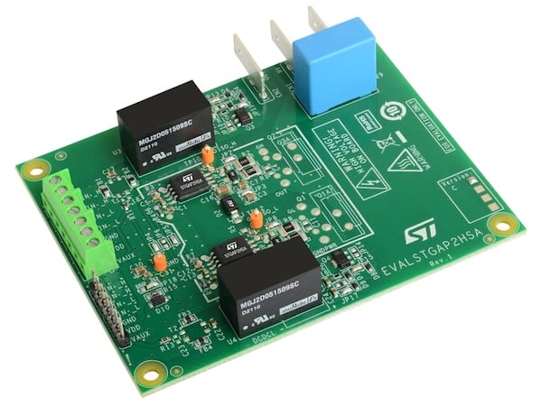 Evaluation board for STMicroelectronics’ STGAP2HSA isolated gate driver