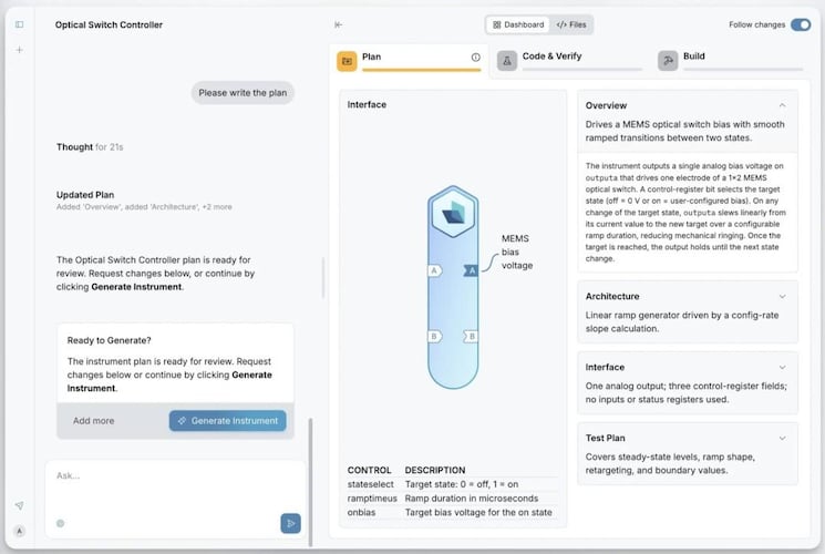 GenInst Studio dashboard in “build” mode.
