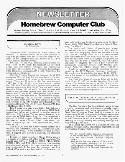 Homebrew Computer Club’s newsletter 