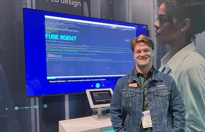 Andrew Johnson, Digital Implementation Application Engineer at Siemens, demonstrating Fuse at DAC 2026.