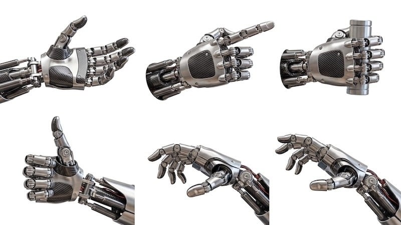 The humanoid robotic hand is an application that exemplifies the need for advanced sensing and analog and mixed-signal technologies. Image used courtesy of Adobe Stock (licensed).