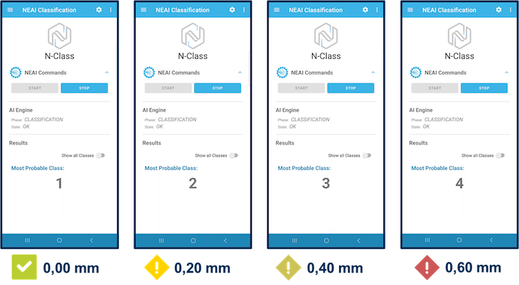 The results, as shown on the mobile app