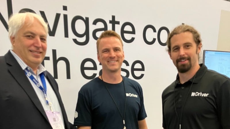 From left to right, All About Circuits editor-in-chief Jeff Child, Driver AI CEO Adam Tilton, and Driver AI co-founder and CTO Daniel Hensley. 