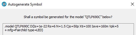 QSPICE will ask you about automatically generating a symbol when you paste in the .model statement.