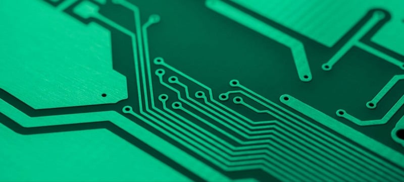 Close-up view of a PCB.