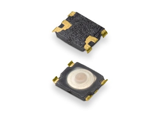 KMT0 gold-plated switches are often the best fit due to theirultra-low profile and excellent reliability in confined spaces. KMR may also beused depending on mechanical requirements.