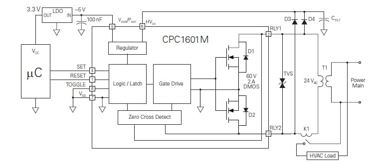 Load-powered mode in an HVAC system.