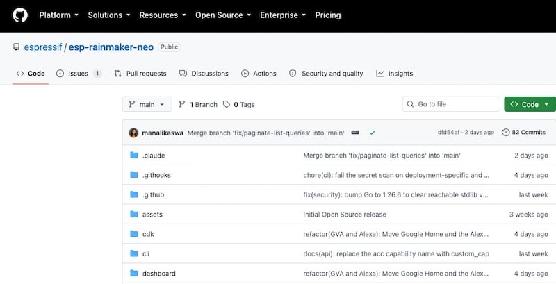 The Espressif ESP RainMaker Neo GitHub page
