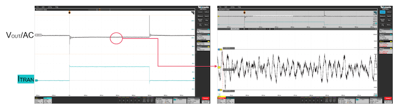 Load transient of the MPM3698 and MPM3699 using the EVINAG-001-A FPGA evaluation board