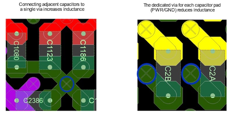 Recommended capacitor layout for the FPGA design