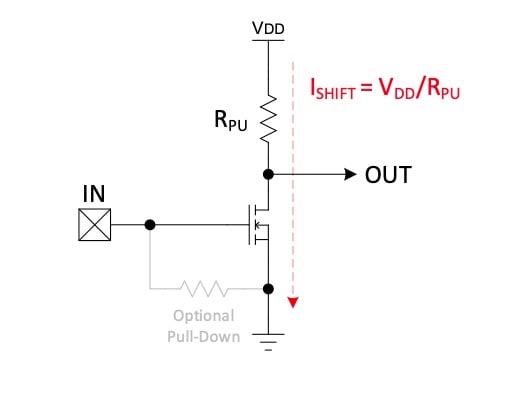 Schematic of a simple level shifter.