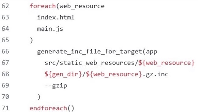 Figure 5. A snippet of CMakeLists.txt from the http_server sampleproject (Apache 2.