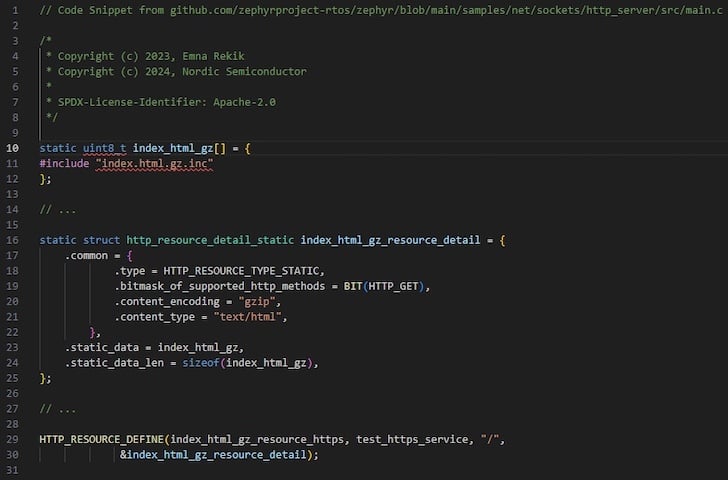 Figure 6. Code snippets from http_server/src/main.c .