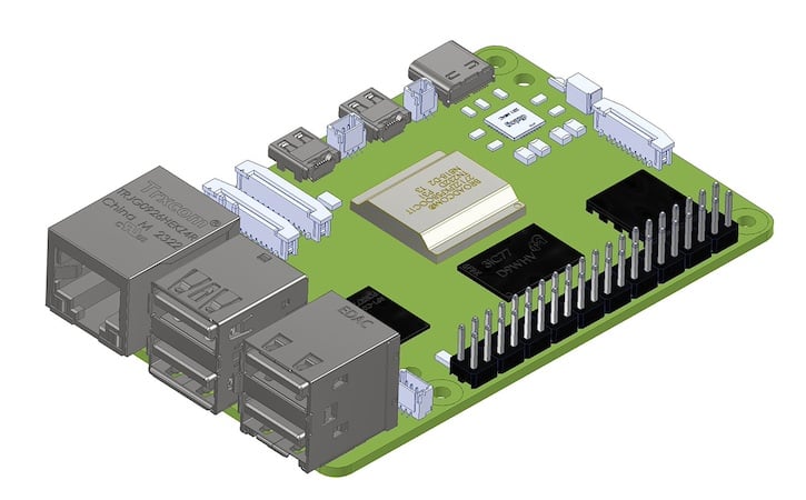 3D model of a Raspberry Pi 5 board