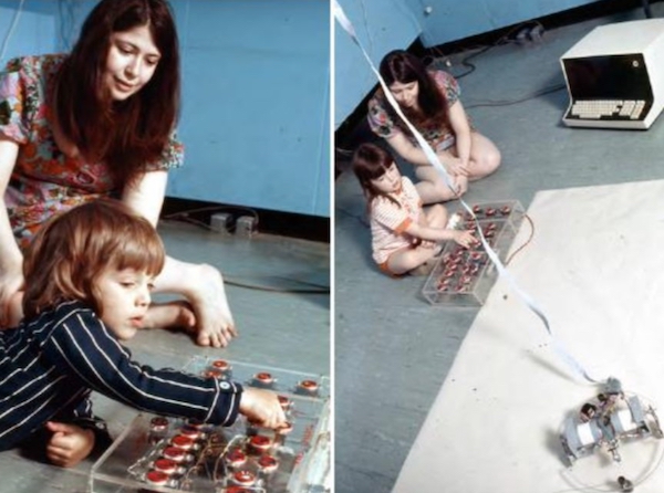 Perlman observes children using the TORTIS Button Box circa 1974–76