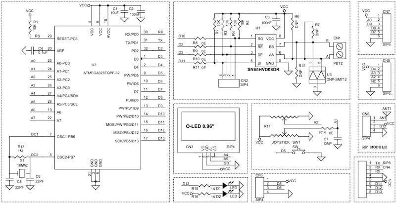 Figure 2. Schematic for the RS-485 Joystick Interface Board.