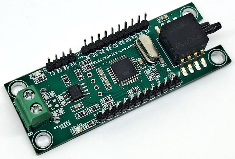 Figure 1. The assembled RS-485 pressure sensor interface board.