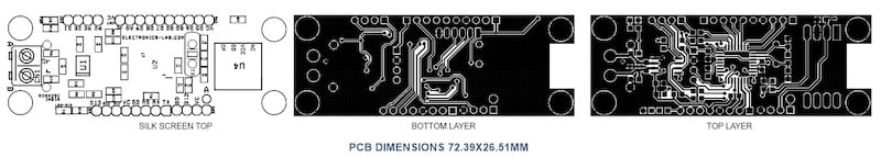 Figure 4. PCB layout for the pressure sensor interface board, 72.39 x
26.51 mm.