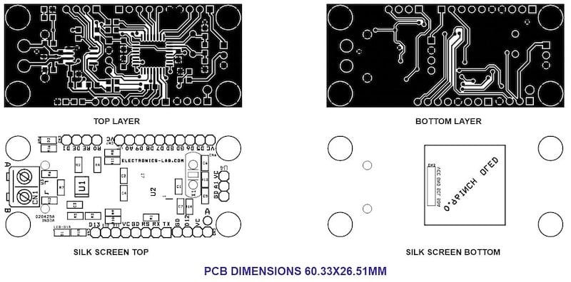 Figure 5. PCB layout of the RS485 Linear Hall Sensor Interface Board,
showing the top and bottom copper layers and silkscreen.