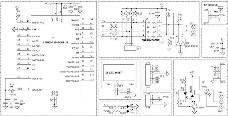 Figure 3. Schematic of the RS485 Relay Interface Board.