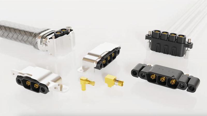 The Kona right-angle, single-in-line power connectors