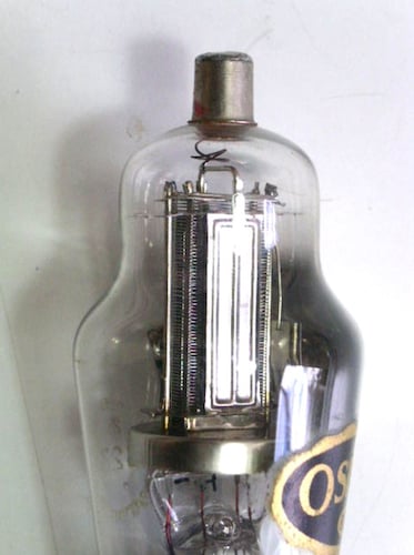 The interior of an Osram S23 screen grid valve