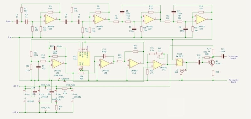 Figure 1. Complete circuit diagram for the tunable ultrasonic filter.