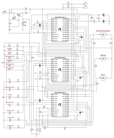 Complete schematic for the Analog Clock project.