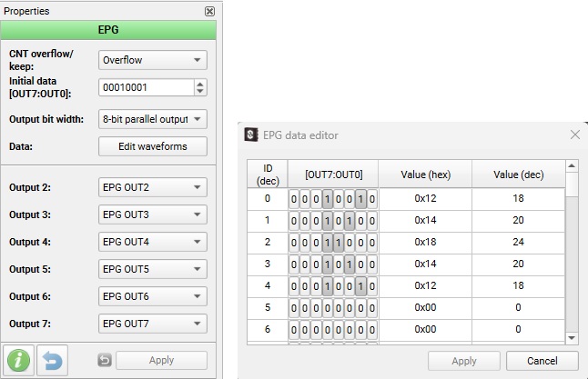 EPG configuration.