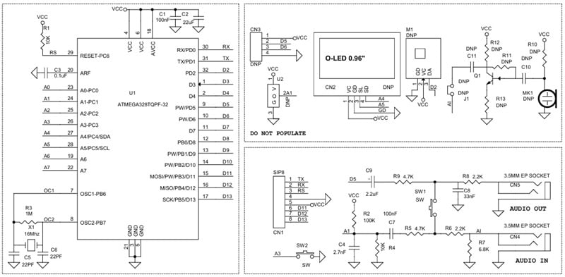 Schematic for the Voice Echo project.