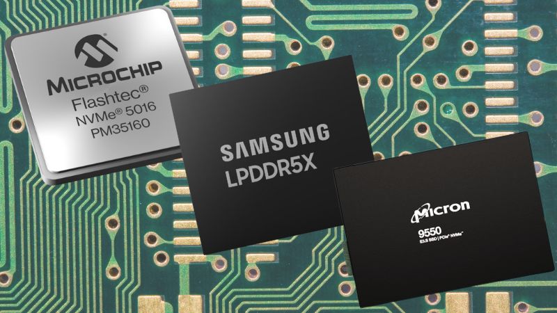 <em>Examples of packaged computer memories from Microchip, Samsung andMicron .</em>