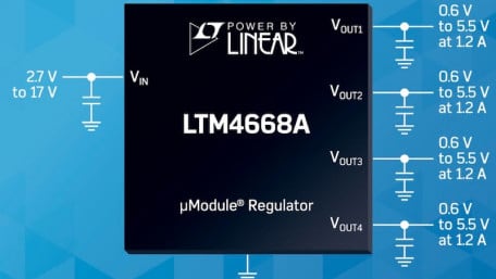 New Quad-output DC-DC Regulators from Analog Devices Can Be Paralleled for 4.8A